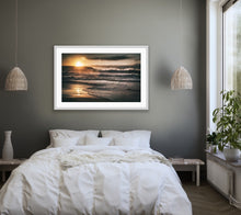 Load image into Gallery viewer, In this special place the early morning light dances & illuminates the waves washing up the sandy shore. Mystics Beach, NSW.