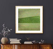 Load image into Gallery viewer, Bomaderry, NSW. From high above, I was drawn to the unique art that the farmer was inadvertently creating as he mowed his field, revealing a unique and fleeting pattern. Peter Izzard Photography Fine Art Print.