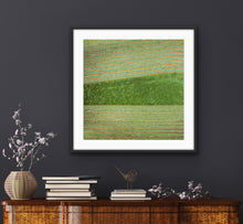Load image into Gallery viewer, Bomaderry, NSW. From high above, I was drawn to the unique art that the farmer was inadvertently creating as he mowed his field, revealing a unique and fleeting pattern. Peter Izzard Photography Fine Art Print.