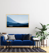 Load image into Gallery viewer, Scottish Highlands, what caught my eye and forced me to stop and capture this image were the sweeping mountain lines and beautifully contrasting blue shades. Peter Izzard Photography Fine Art Print.