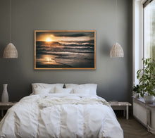 Load image into Gallery viewer, In this special place the early morning light dances & illuminates the waves washing up the sandy shore. Mystics Beach, NSW.