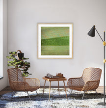 Load image into Gallery viewer, Bomaderry, NSW. From high above, I was drawn to the unique art that the farmer was inadvertently creating as he mowed his field, revealing a unique and fleeting pattern. Peter Izzard Photography Fine Art Print.
