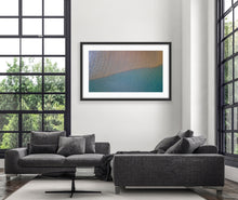 Load image into Gallery viewer, A single, simple line intersects this aerial composition, differentiating the depths and highlighting shapes, textures, light and water colours. Tuross, NSW